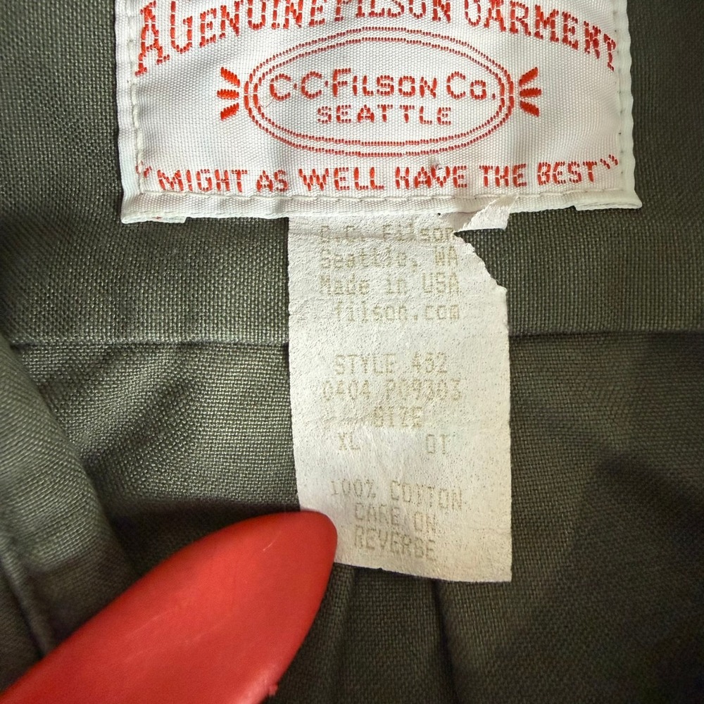 Filson Heavy Cotton Field Shirt Mens XL Olive Green Flap Pockets Utility USA - Picture 5 of 10